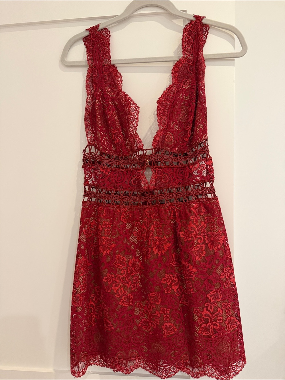 For Love & Lemons Red Lace Mini Dress - Picture 2 of 3